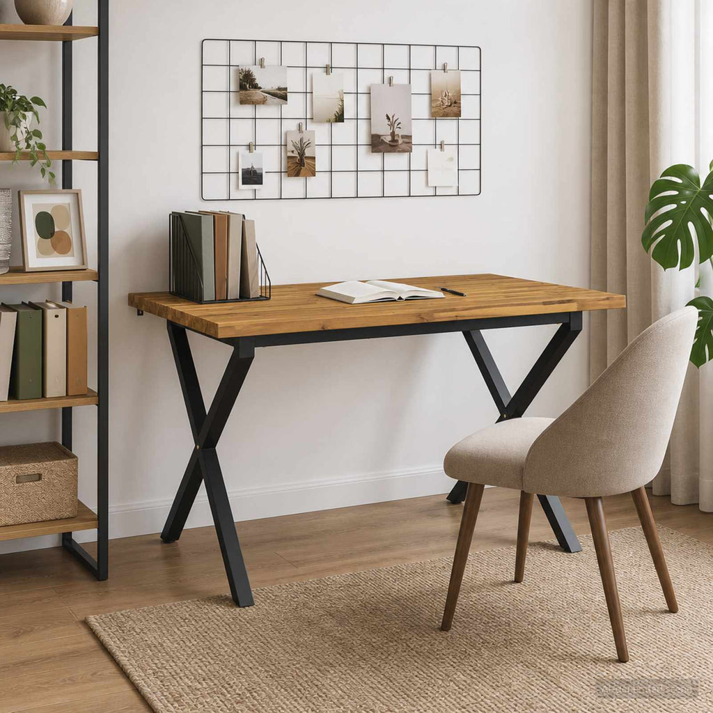 vidaXL 120 x 80 x 75 cm Lite Drewno Akacji biały i czarny Prostokątny