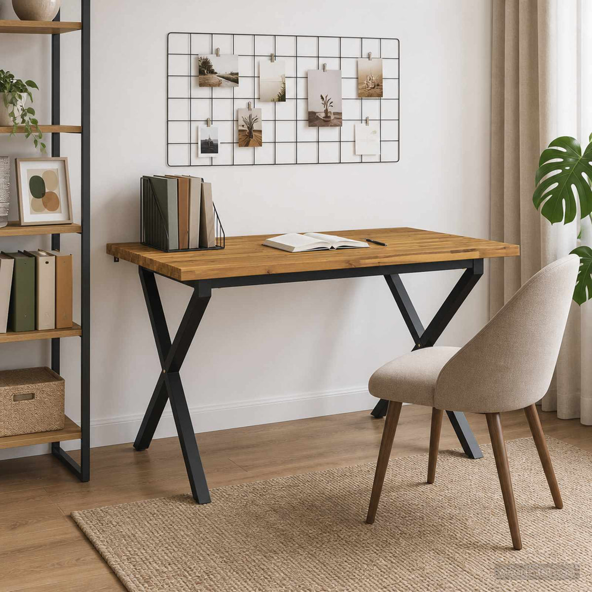vidaXL 120 x 80 x 75 cm Lite Drewno Akacji biały i czarny Prostokątny