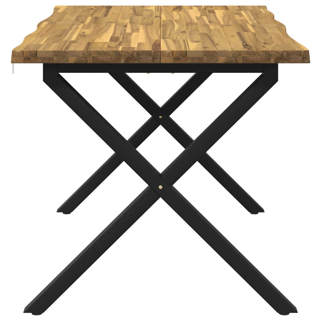 vidaXL 120 x 80 x 75 cm Lite Drewno Akacji biały i czarny Prostokątny