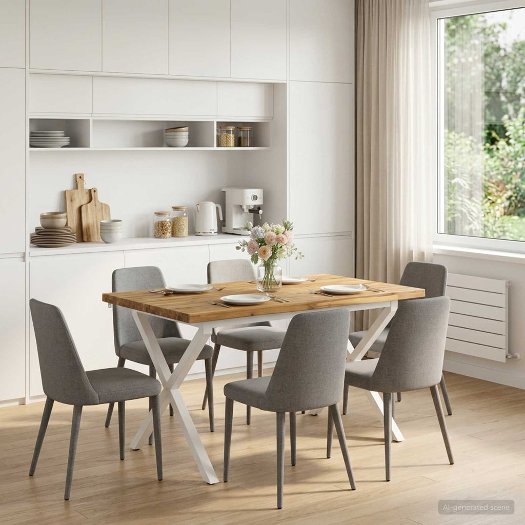 vidaXL 120 x 80 x 75 cm Lite Drewno Akacji Biały Prostokątny