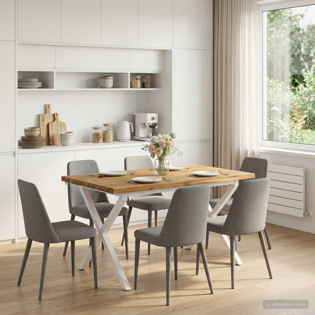vidaXL 120 x 80 x 75 cm Lite Drewno Akacji Biały Prostokątny