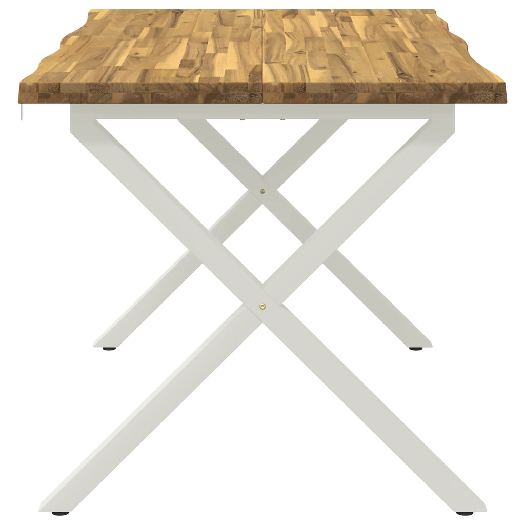 vidaXL 120 x 80 x 75 cm Lite Drewno Akacji Biały Prostokątny