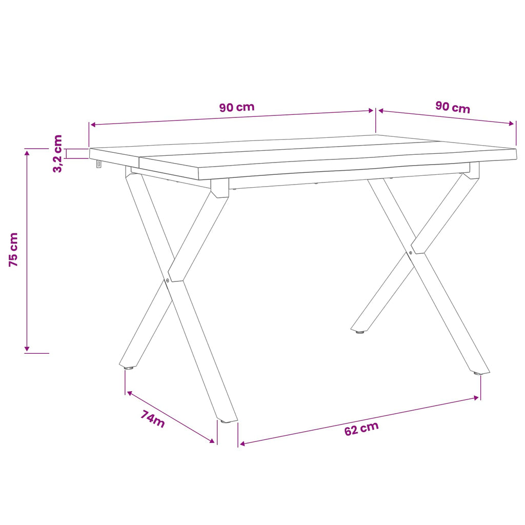 vidaXL 90 x 90 x 75 cm Lite Drewno Akacji Biały Kwadrat