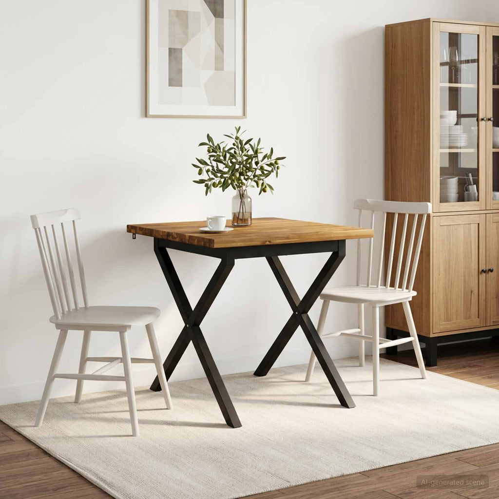 vidaXL 70 x 70 x 75 cm Lite Drewno Akacji Naturalny i czarny Kwadrat