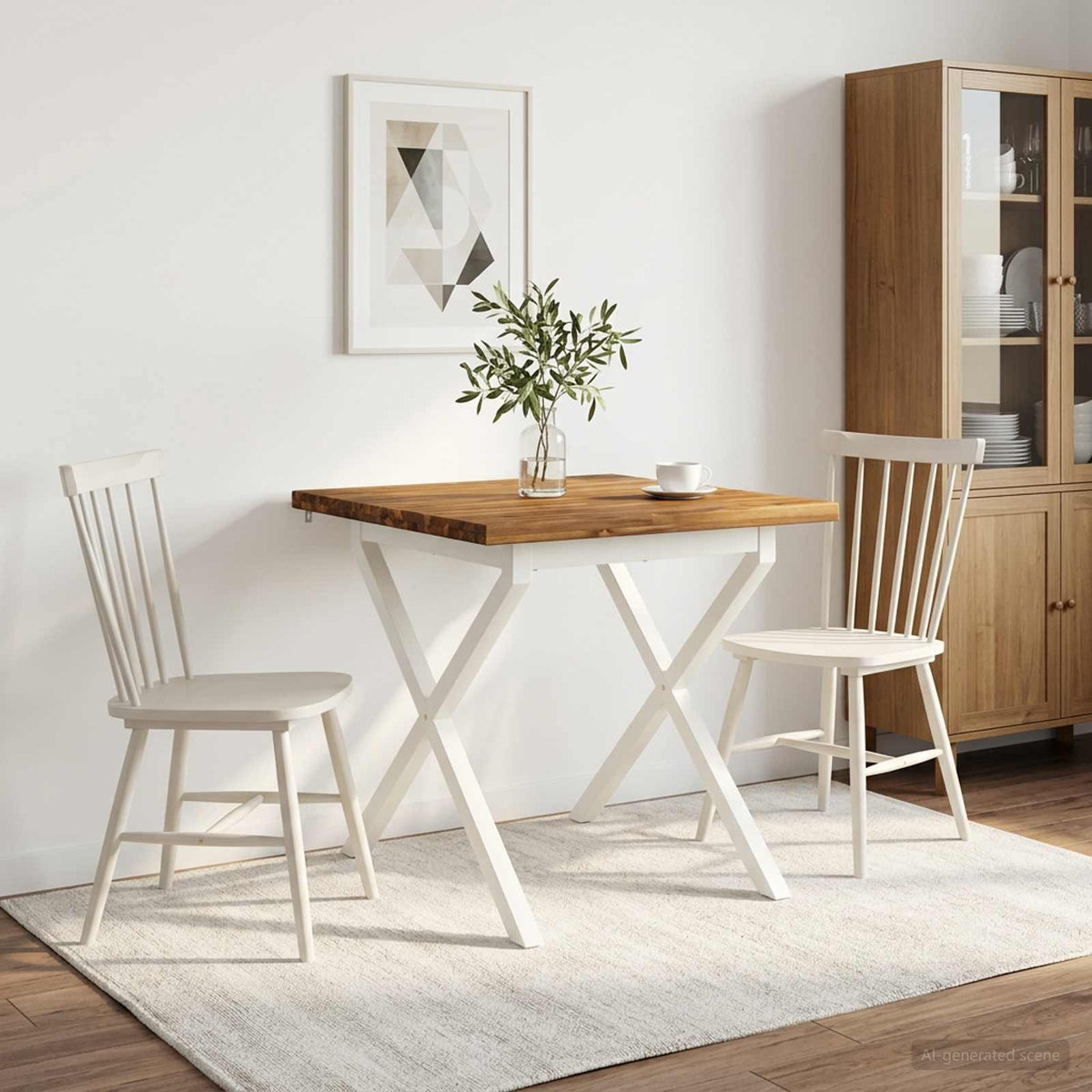 vidaXL 80 x 80 x 75 cm Lite Drewno Akacji Naturalne i białe Kwadrat