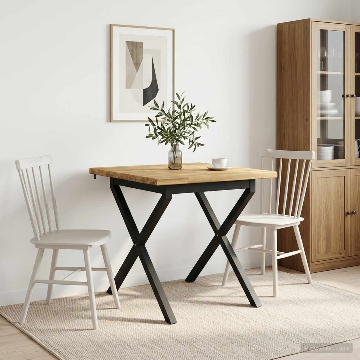 vidaXL 70 x 70 x 75 cm Lite Drewno Akacji biały i czarny Kwadrat