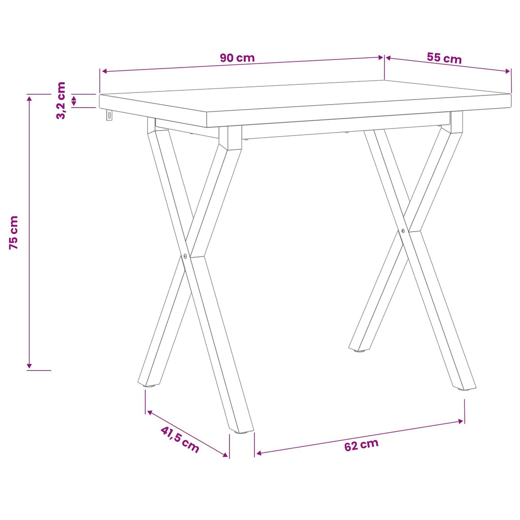 vidaXL 90 x 55 x 75 cm Lite Drewno Akacji Naturalny i kawowy