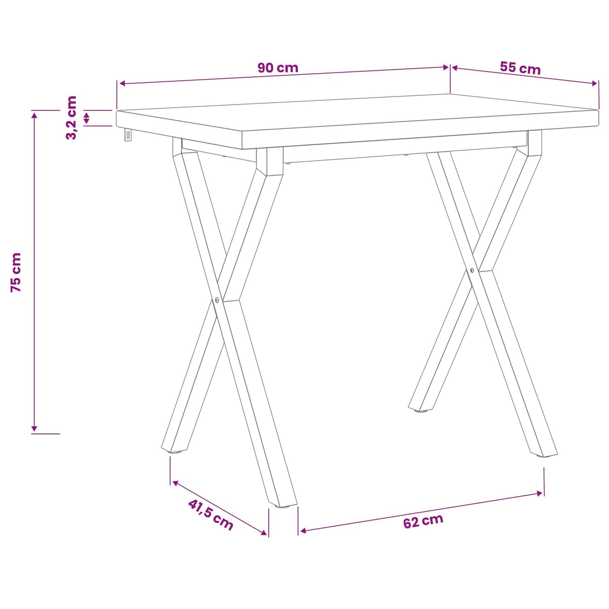 vidaXL 90 x 55 x 75 cm Lite Drewno Akacji Naturalny i kawowy