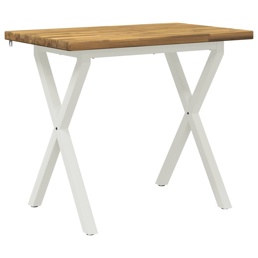 vidaXL 90 x 55 x 75 cm Lite Drewno Akacji Biały Prostokątny