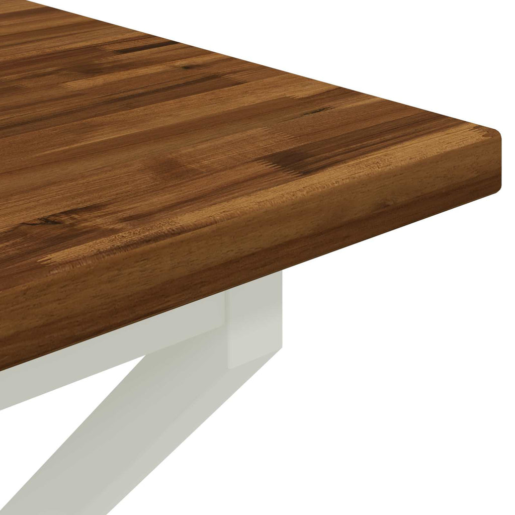 vidaXL 80 x 80 x 75 cm Lite Drewno Akacji Naturalne i białe Kwadrat