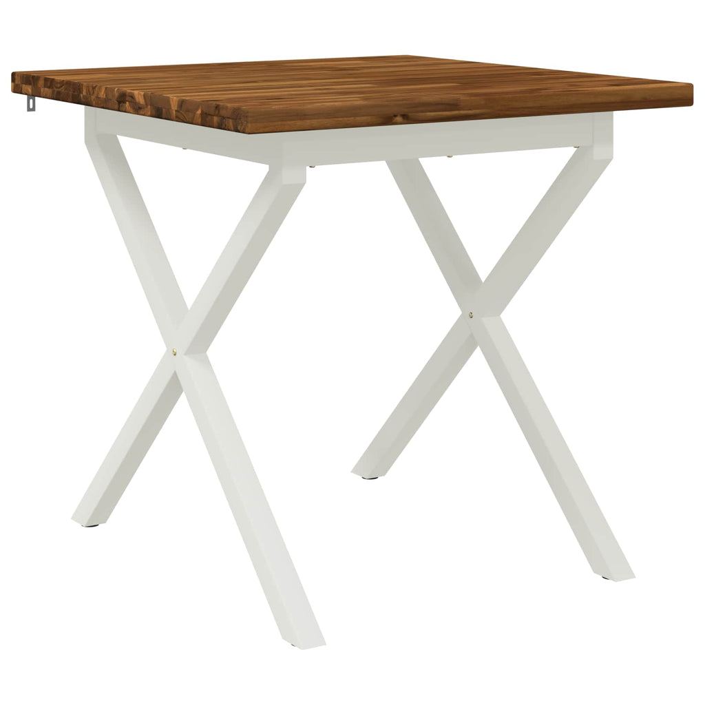 vidaXL 80 x 80 x 75 cm Lite Drewno Akacji Naturalne i białe Kwadrat
