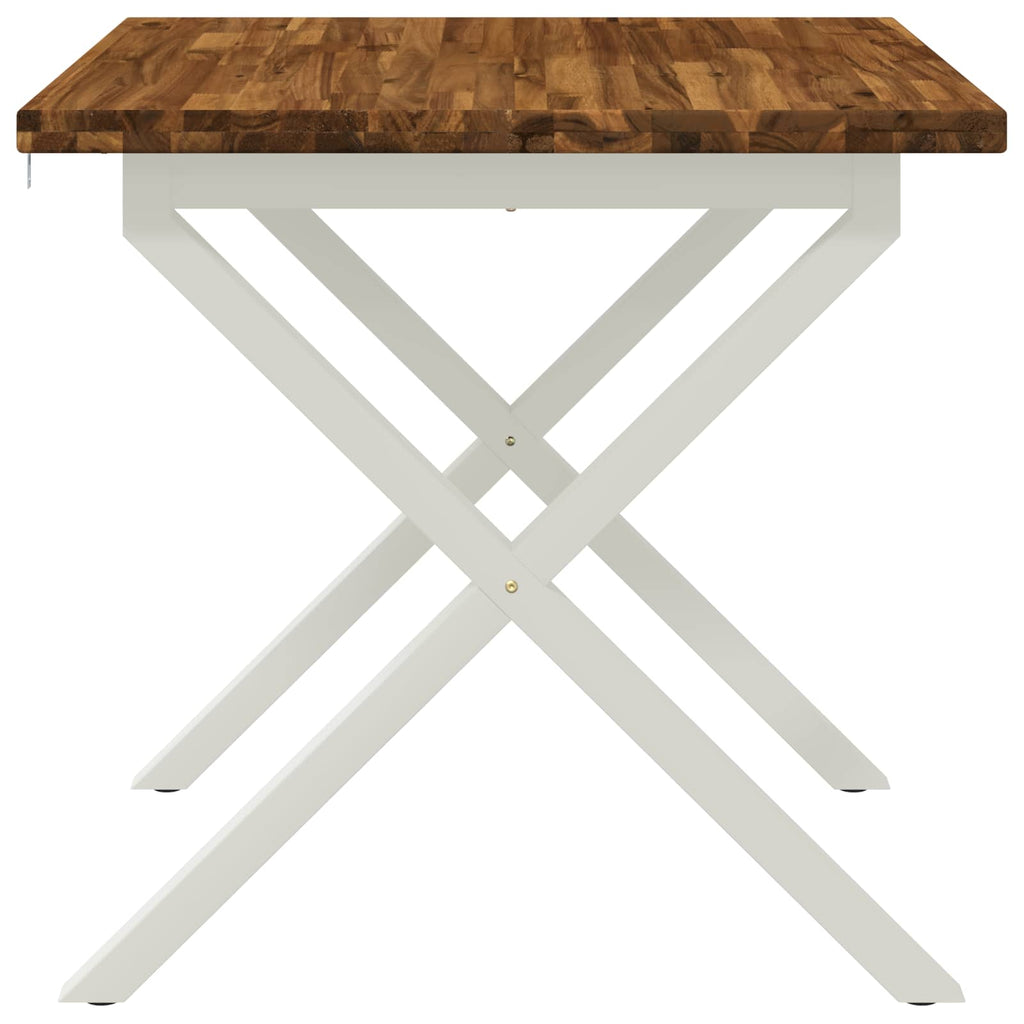 vidaXL 80 x 80 x 75 cm Lite Drewno Akacji Naturalne i białe Kwadrat