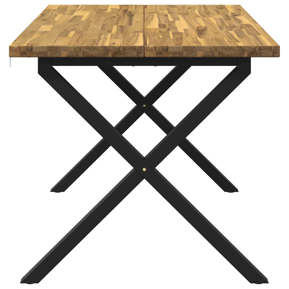 vidaXL 120 x 80 x 75 cm Lite Drewno Akacji biały i czarny Prostokątny