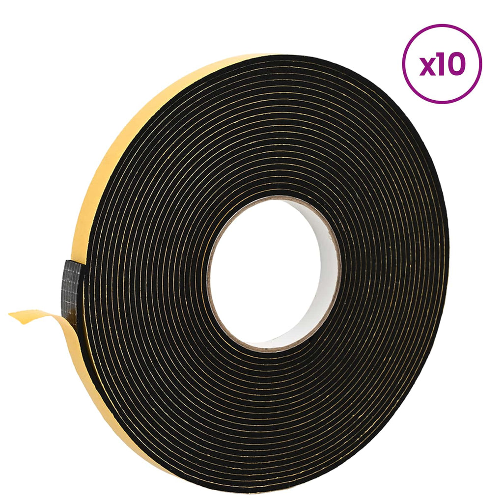 vidaXL Taśma samoprzylepna z pianki 10 pcs Czarny 15mm x 10m Pianka CR