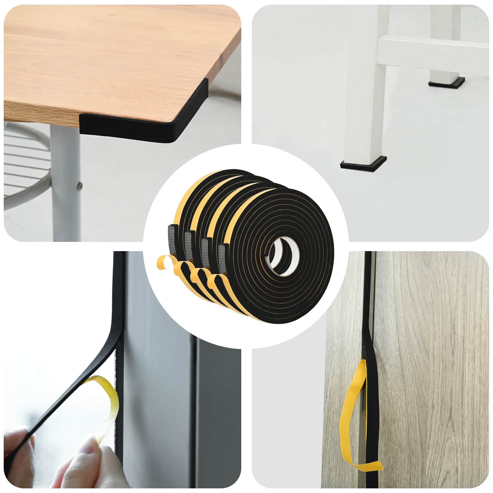 vidaXL Taśma samoprzylepna z pianki 4 pcs Czarny 20mm x 5m Pianka CR