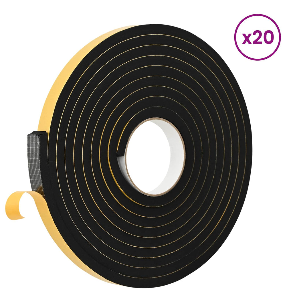 vidaXL Taśma samoprzylepna z pianki 20 pcs Czarny 20mm x 5m Pianka CR