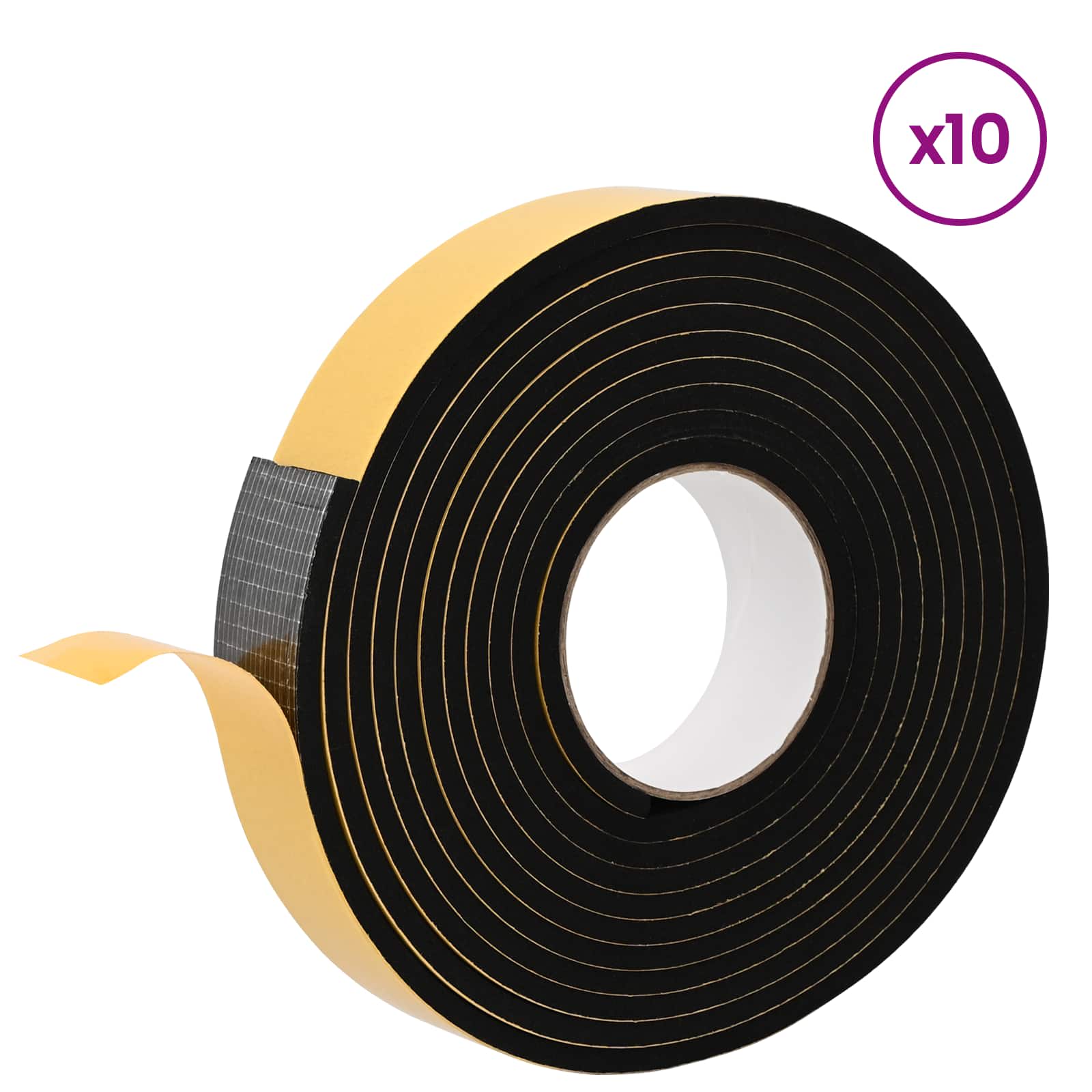 vidaXL Taśma samoprzylepna z pianki 10 pcs Czarny 40mm x 5m Pianka CR