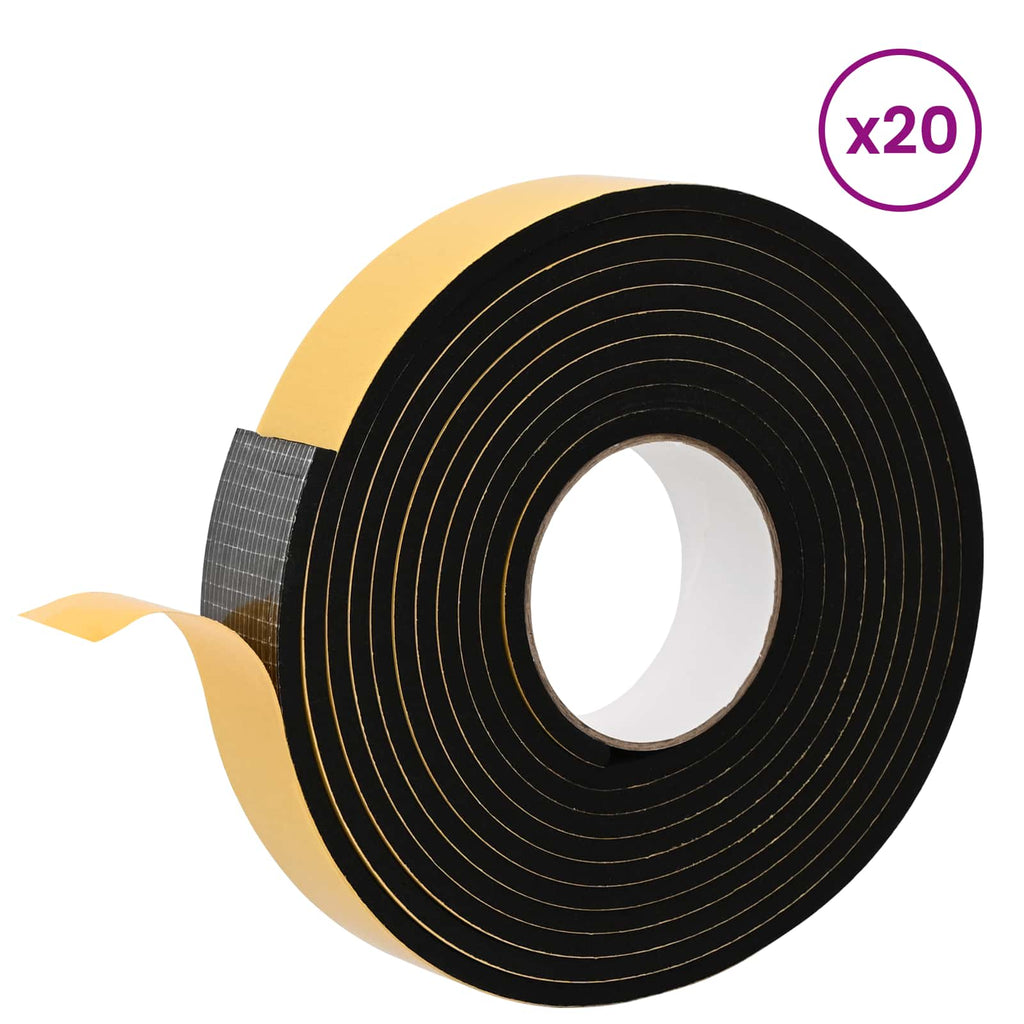 vidaXL Taśma samoprzylepna z pianki 20 pcs Czarny 40mm x 5m Pianka CR