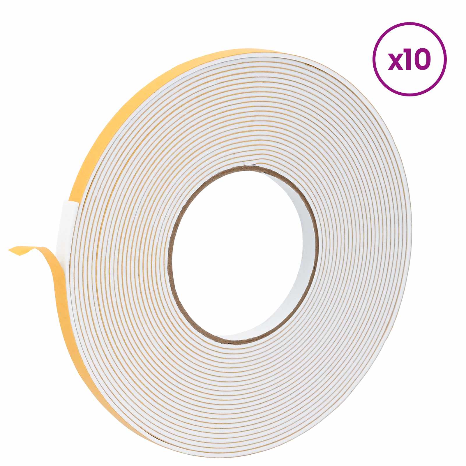 vidaXL Taśma samoprzylepna z pianki 10 pcs Biały 10mm x 10m Pianka CR