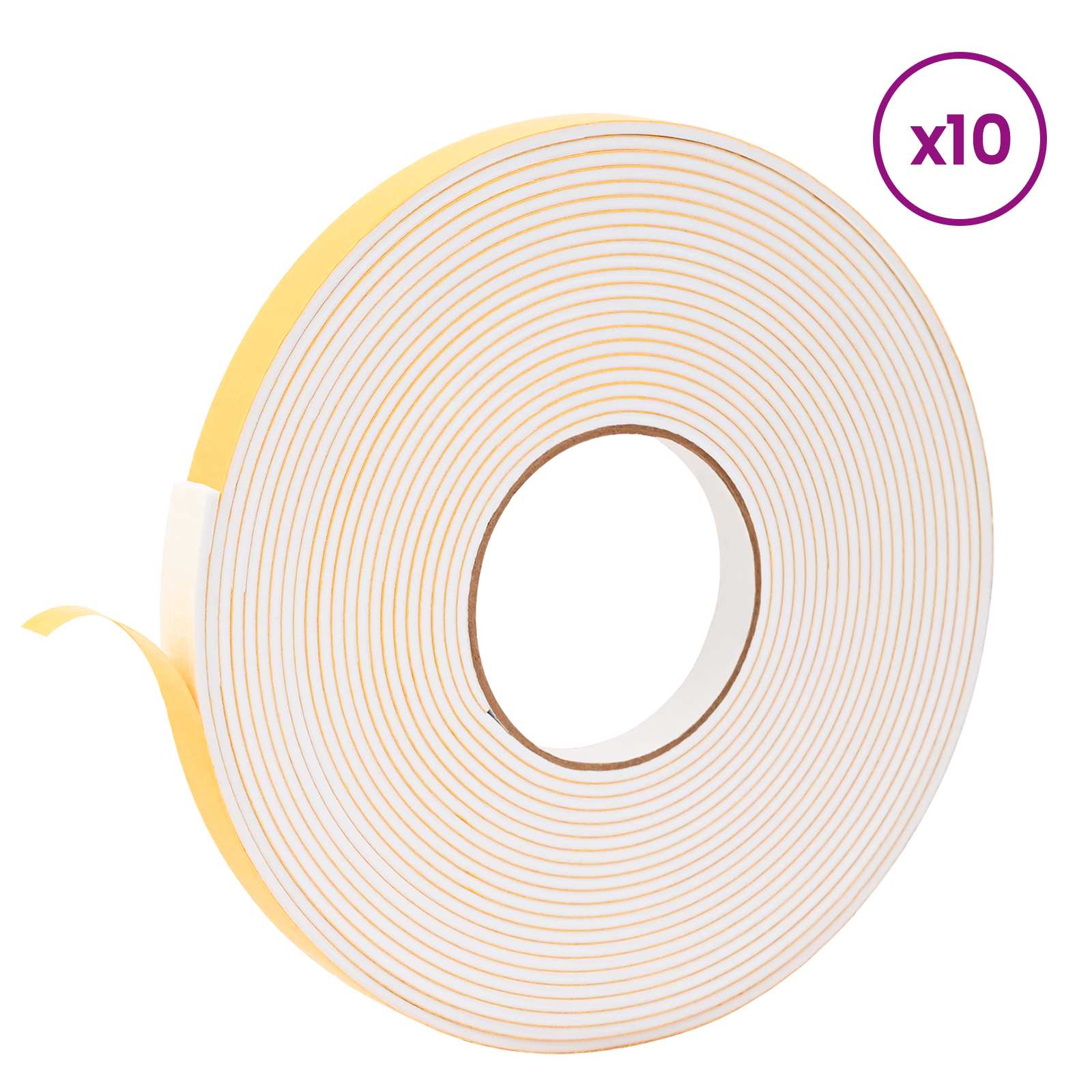vidaXL Taśma samoprzylepna z pianki 10 pcs Biały 15mm x 10m Pianka CR