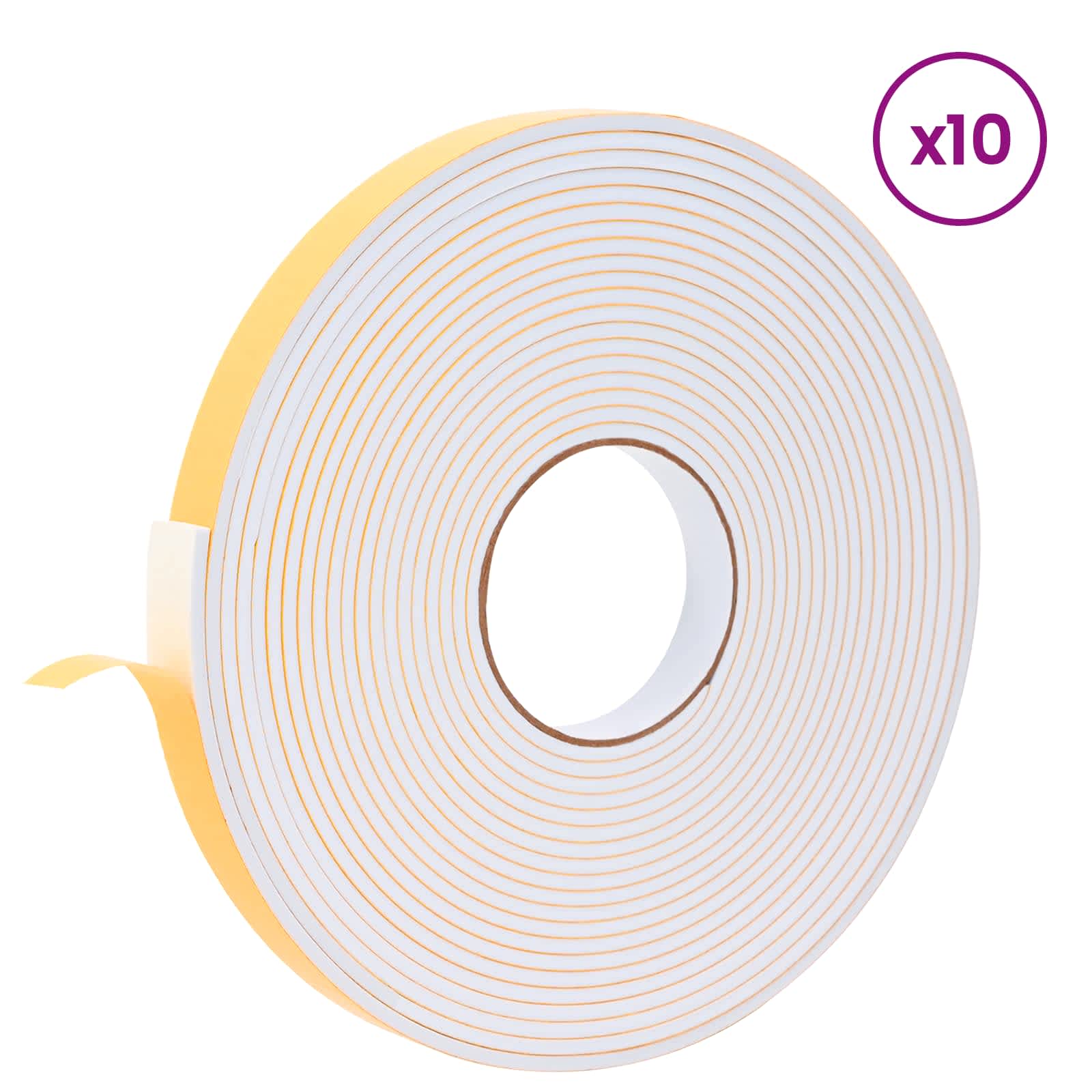 vidaXL Taśma samoprzylepna z pianki 10 pcs Biały 20mm x 10m Pianka CR