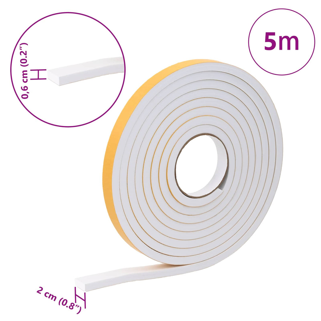 vidaXL Taśma samoprzylepna z pianki 10 pcs Biały 20mm x 5m Pianka CR
