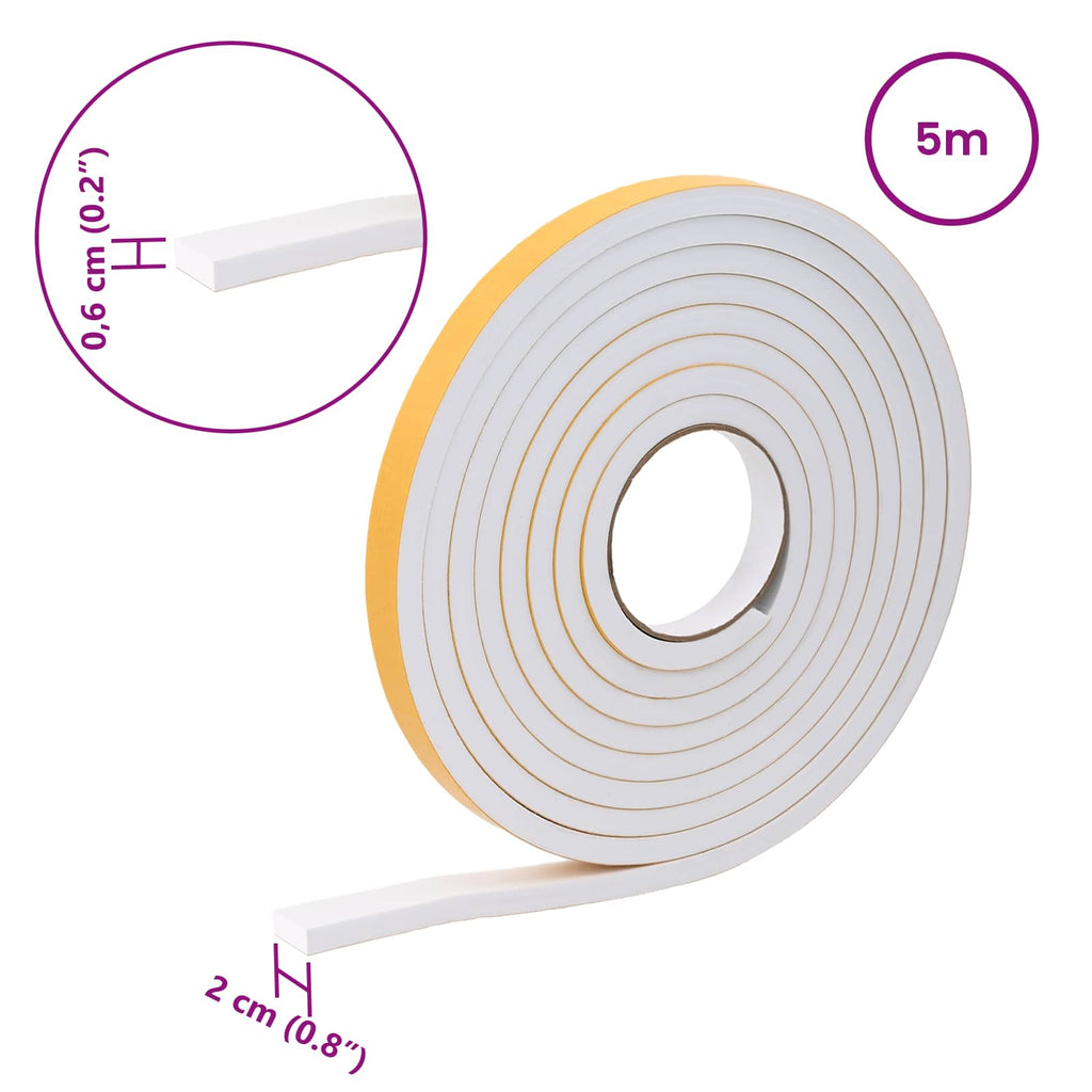 vidaXL Taśma samoprzylepna z pianki 20 pcs Biały 20mm x 5m Pianka CR