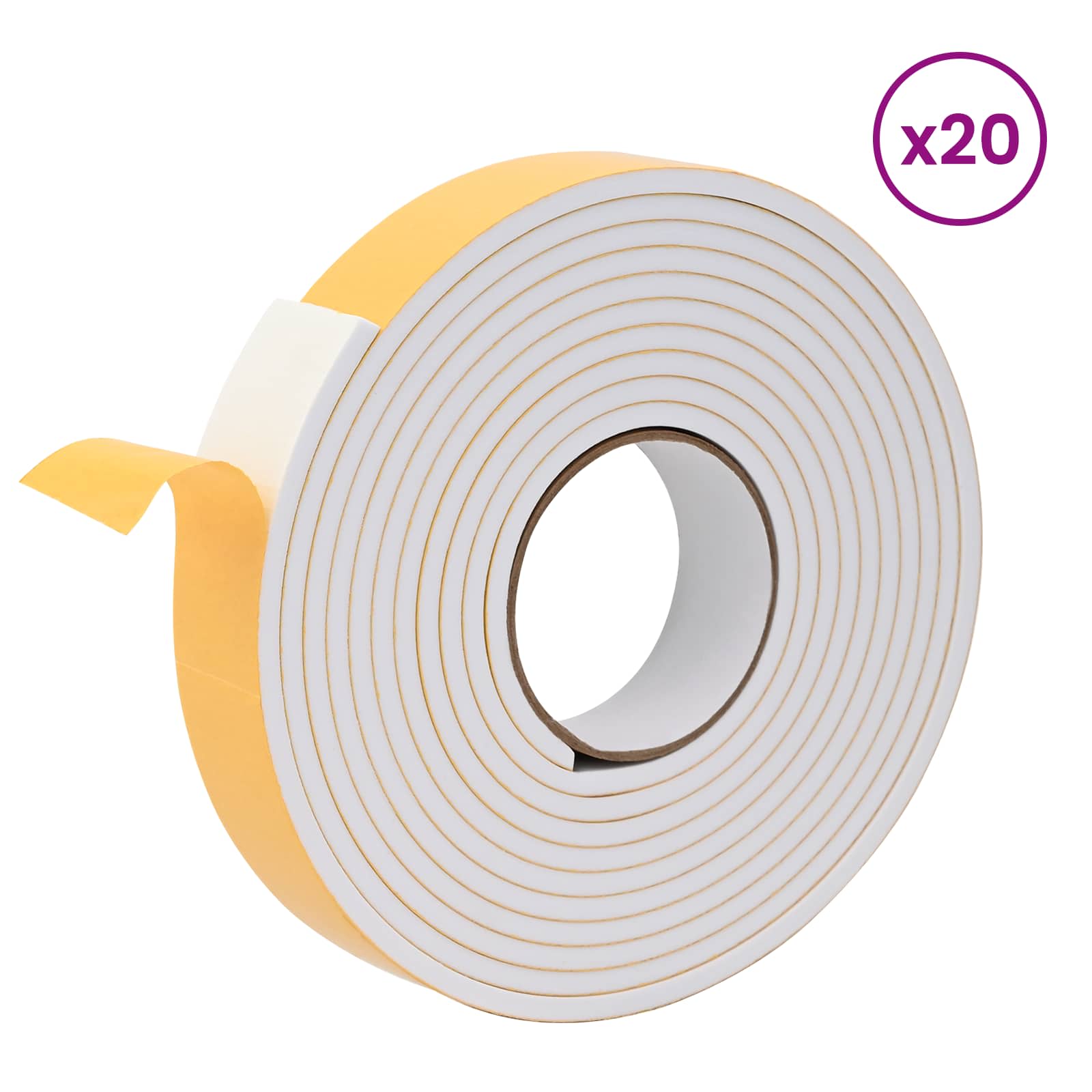 vidaXL Taśma samoprzylepna z pianki 20 pcs Biały 30mm x 5m Pianka CR