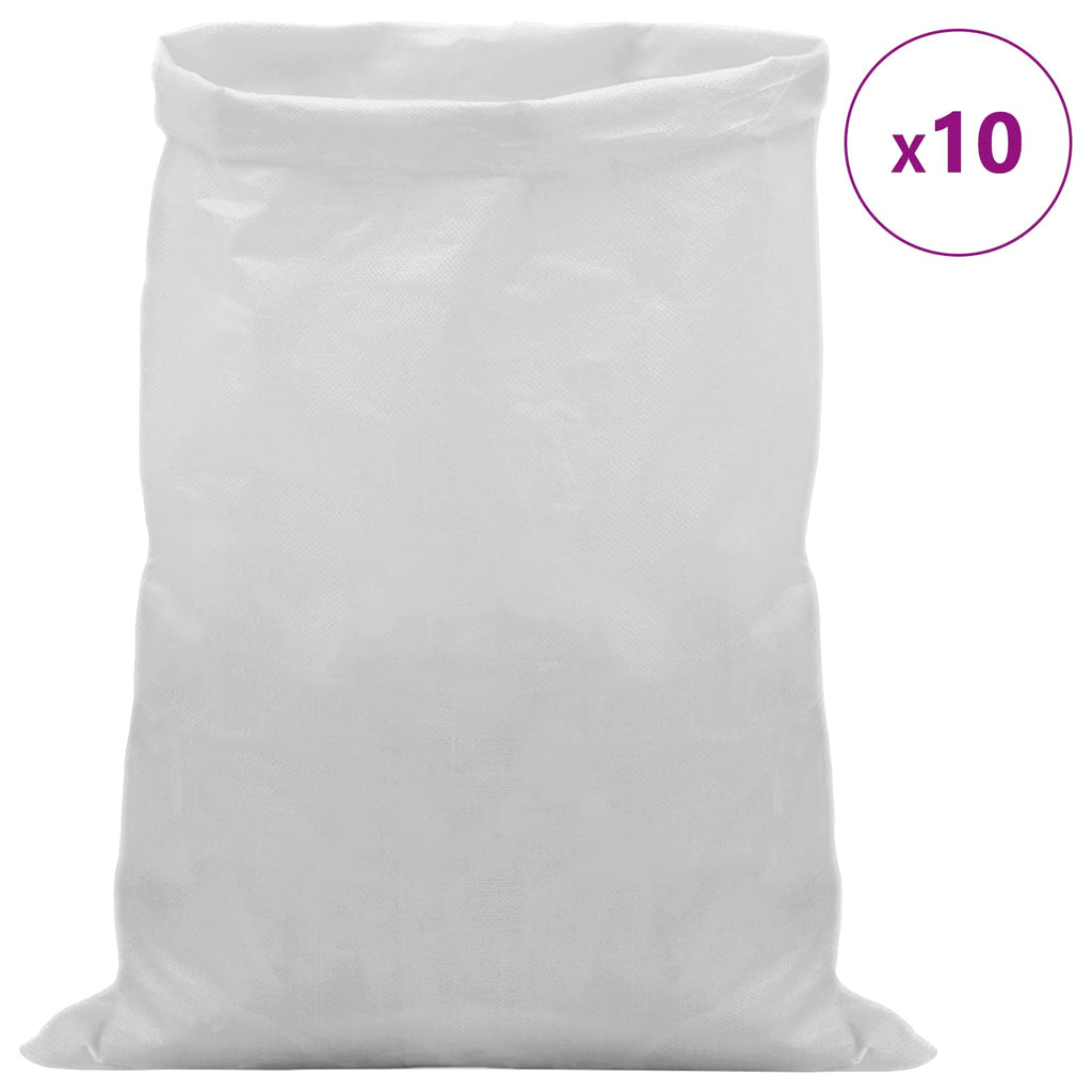 vidaXL Worki w plecionce 10 pcs Biały 30 x 45 cm PP