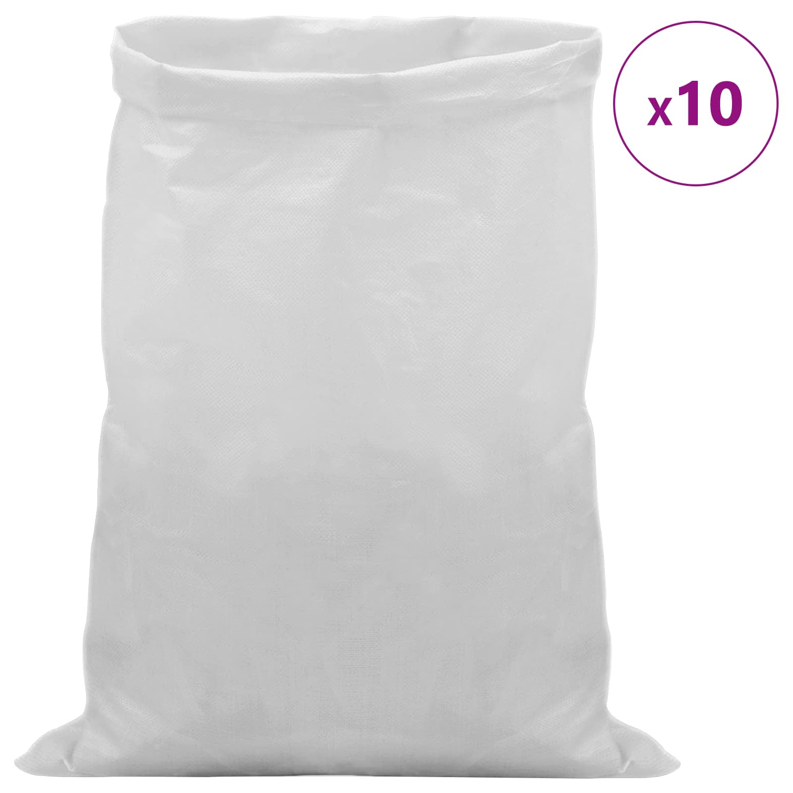 vidaXL Worki w plecionce 10 pcs Biały 50 x 80 cm PP
