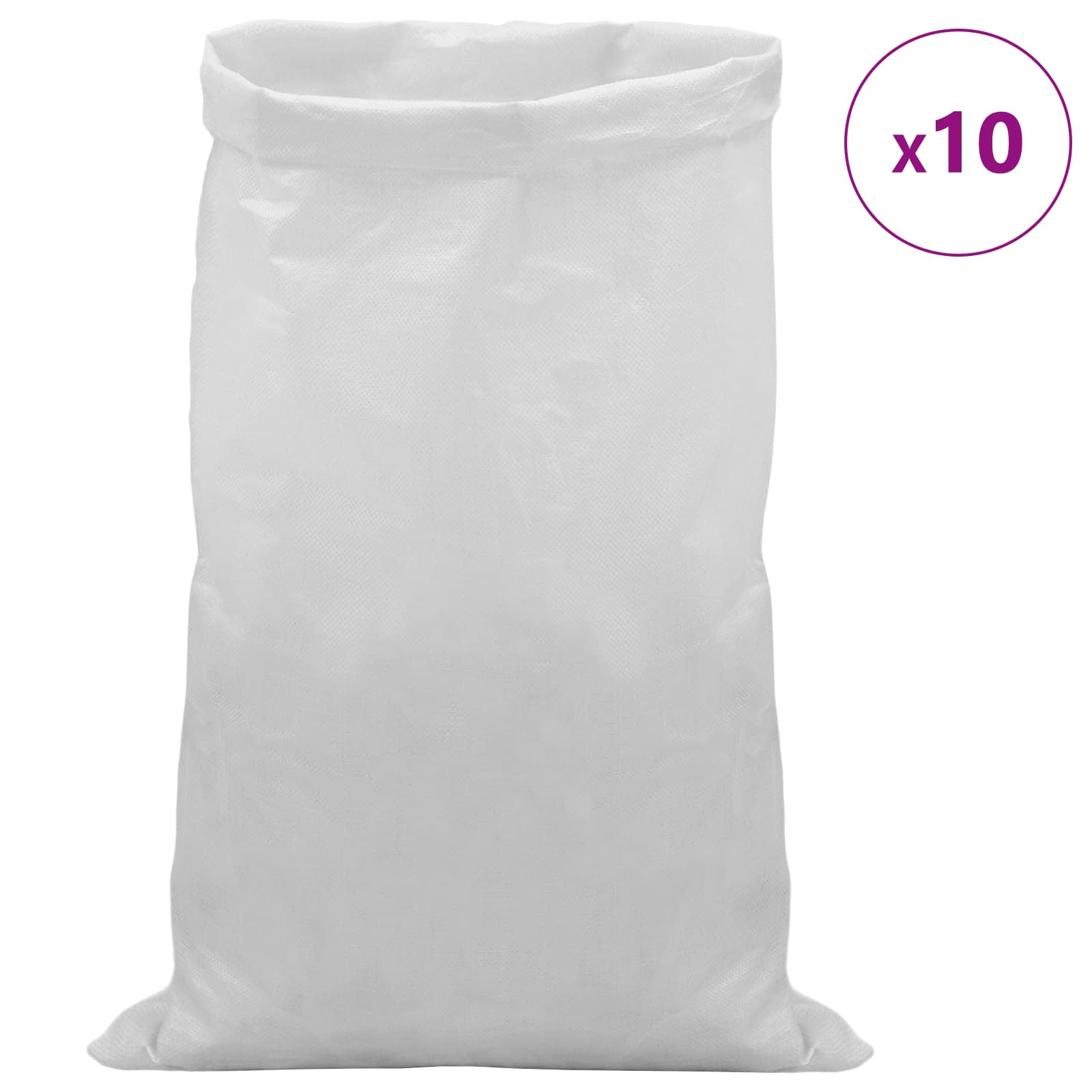 vidaXL Worki w plecionce 10 pcs Biały 65 x 115 cm PP