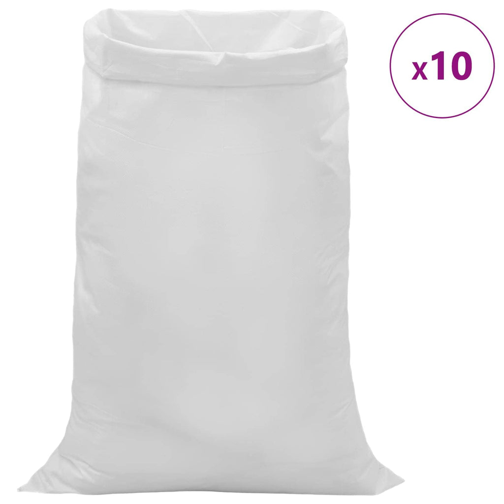 vidaXL Worki w plecionce 10 pcs Biały 100 x 150 cm PP