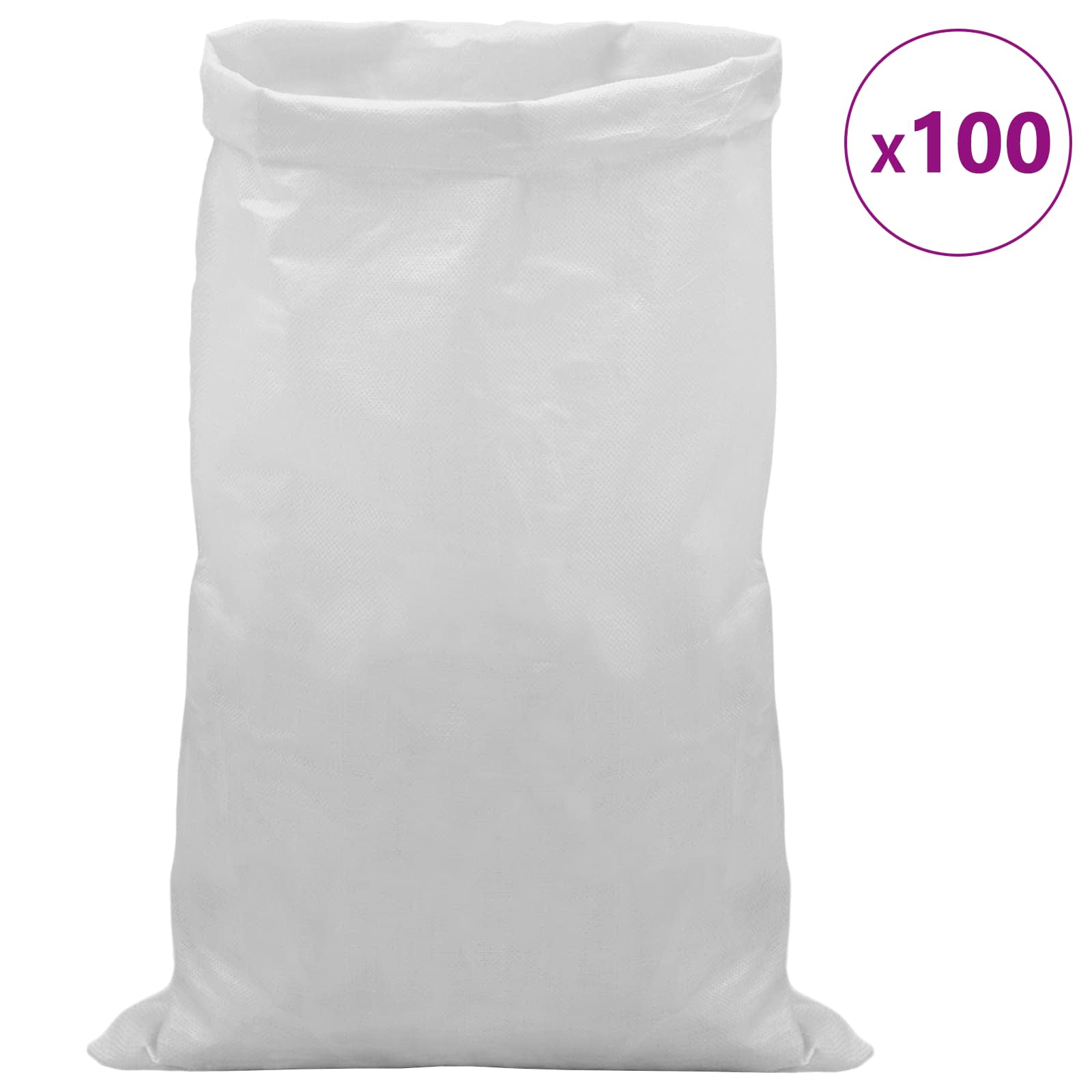 vidaXL Worki w plecionce 100 pcs Biały 70 x 110 cm PP