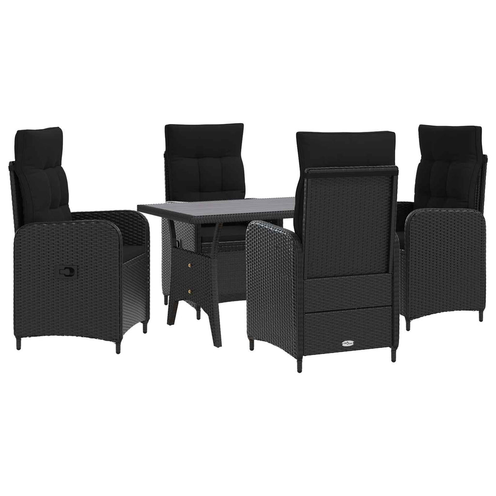vidaXL Zestaw do jedzenia na zewnątrz 5 pcs Czarny polirattan