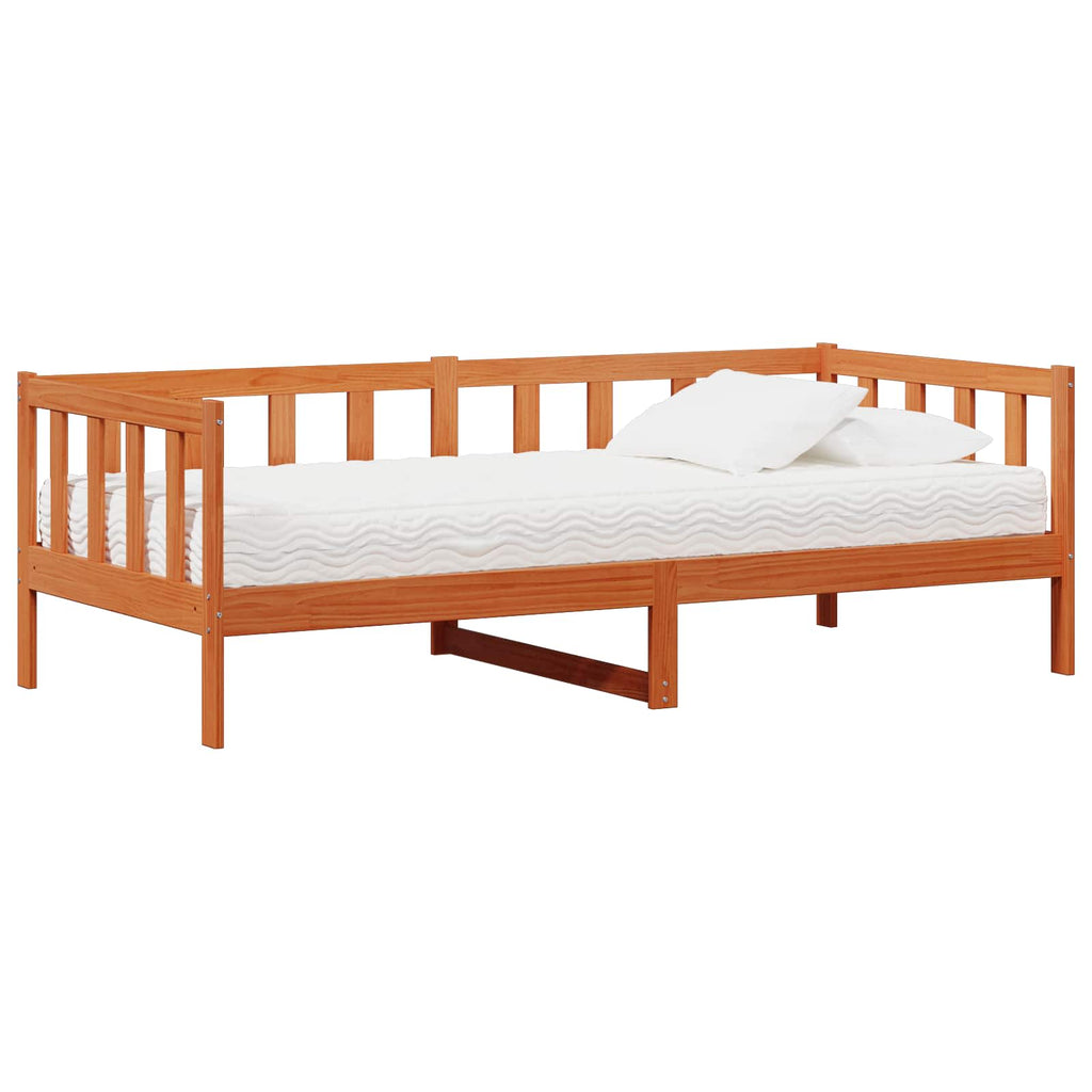 vidaXL Łóżko dzienne z materacem Brązowy i biały wosk 90 x 200 cm