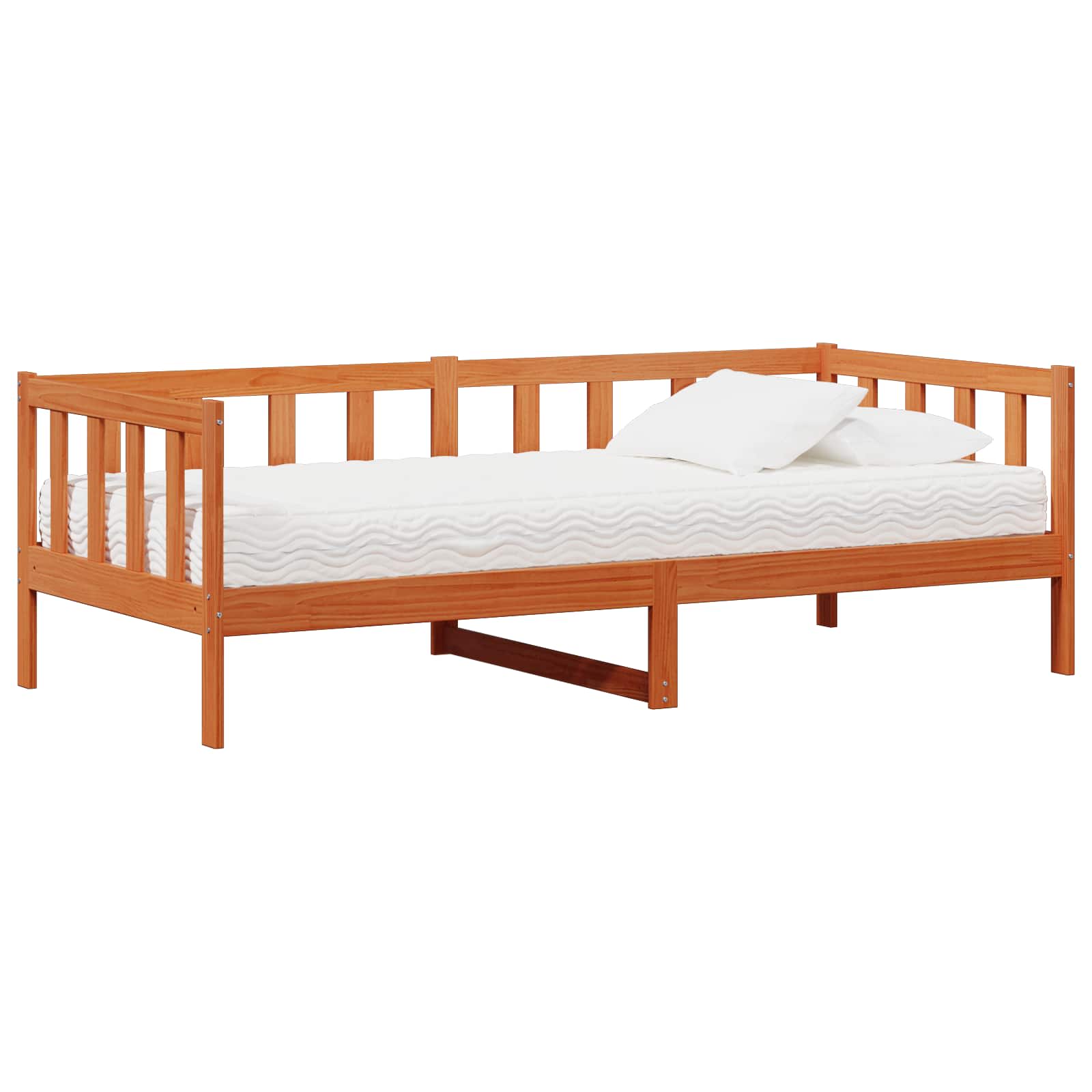 vidaXL Łóżko dzienne z materacem Brązowy i biały wosk 90 x 200 cm