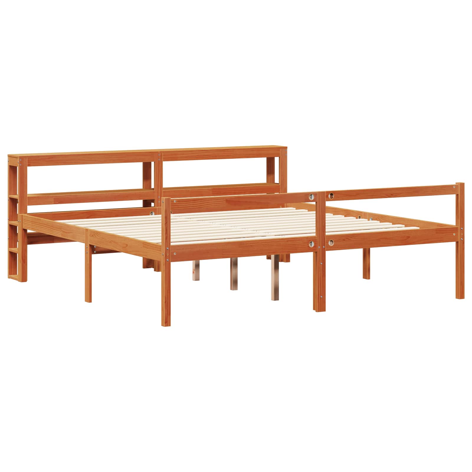 vidaXL Ramka łóżka Z zagłówkiem 2 pcs Woskowy Brąz Lite drewno sosnowe