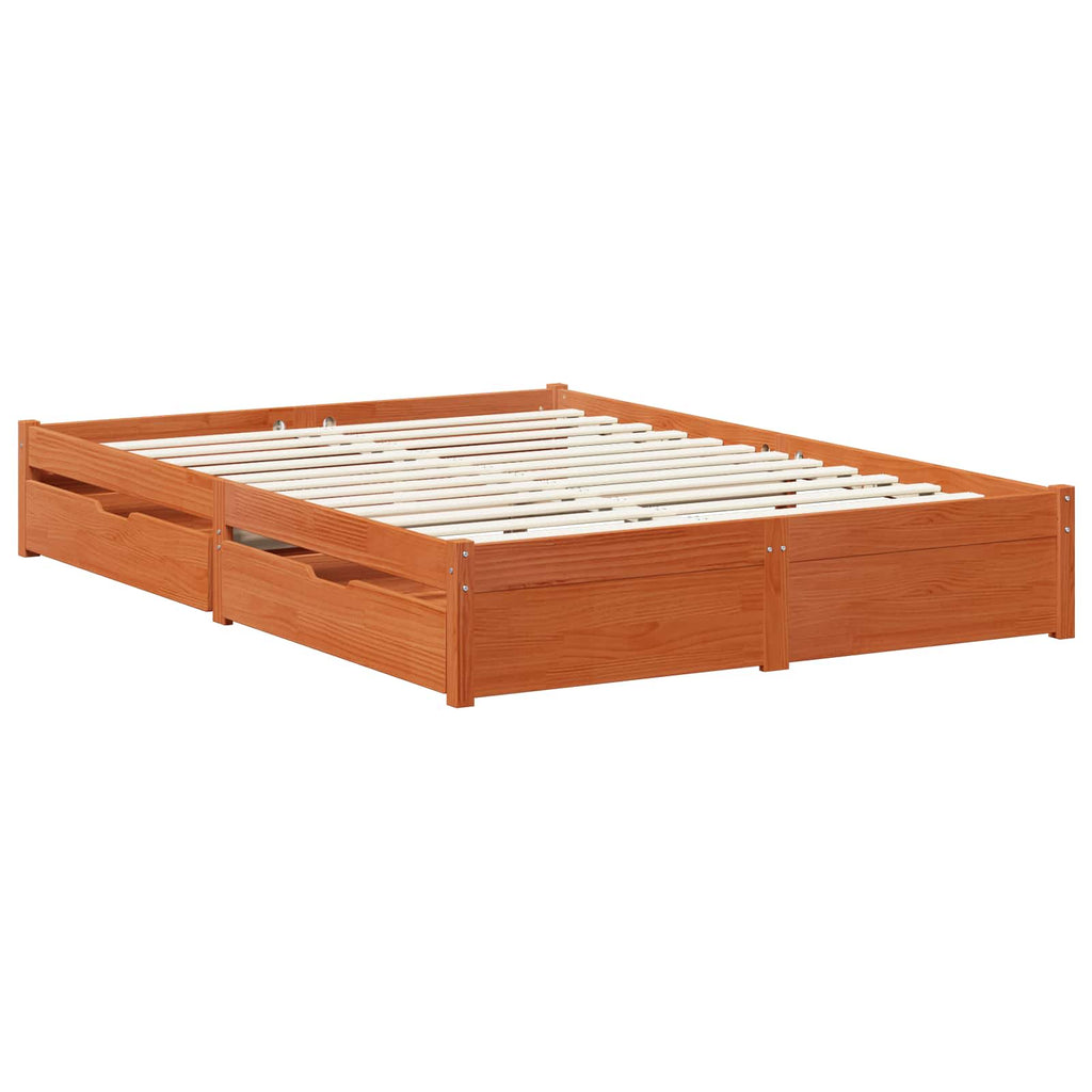 vidaXL Ramka łóżka Woskowy Brąz 150 x 200 cm Lite drewno sosnowe
