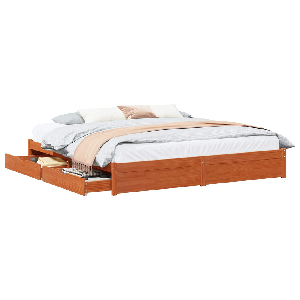 vidaXL Ramka łóżka Woskowy Brąz 200 x 200 cm Lite drewno sosnowe