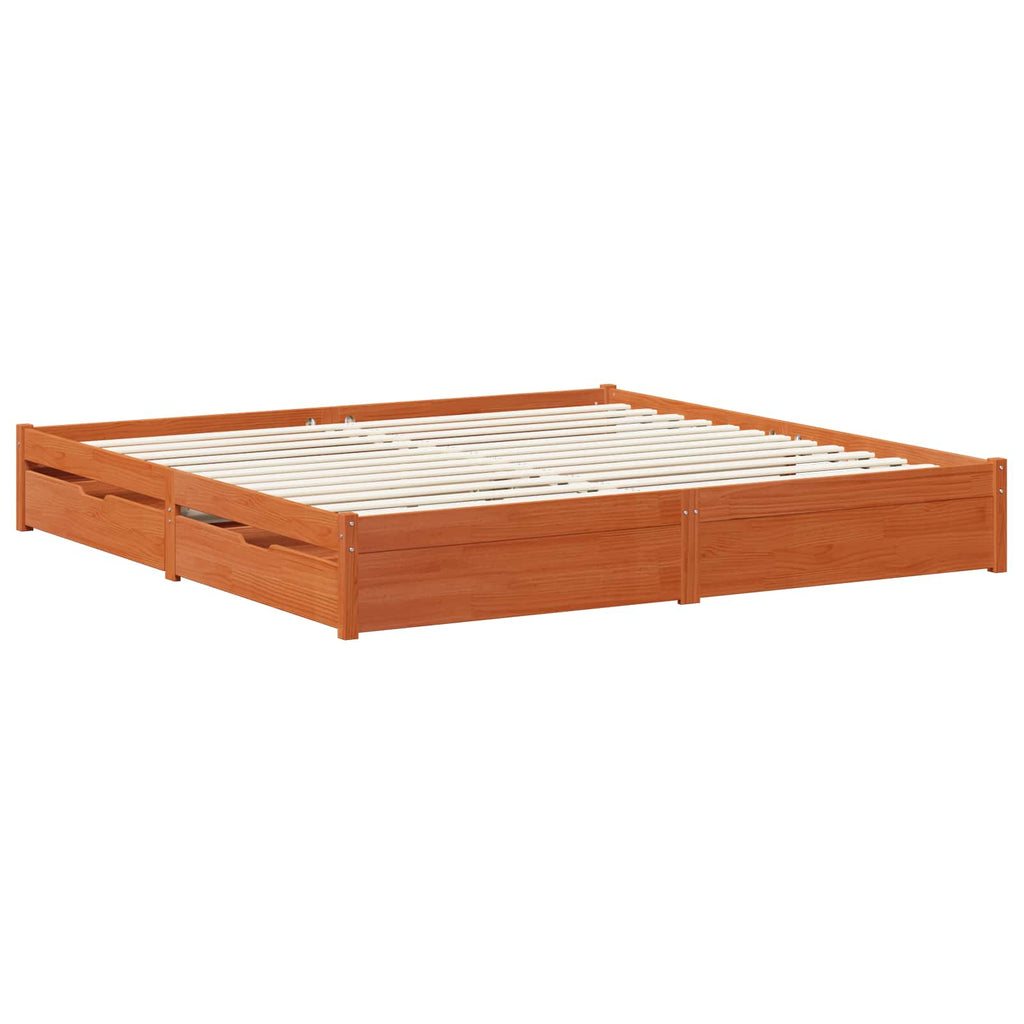 vidaXL Ramka łóżka Woskowy Brąz 200 x 200 cm Lite drewno sosnowe