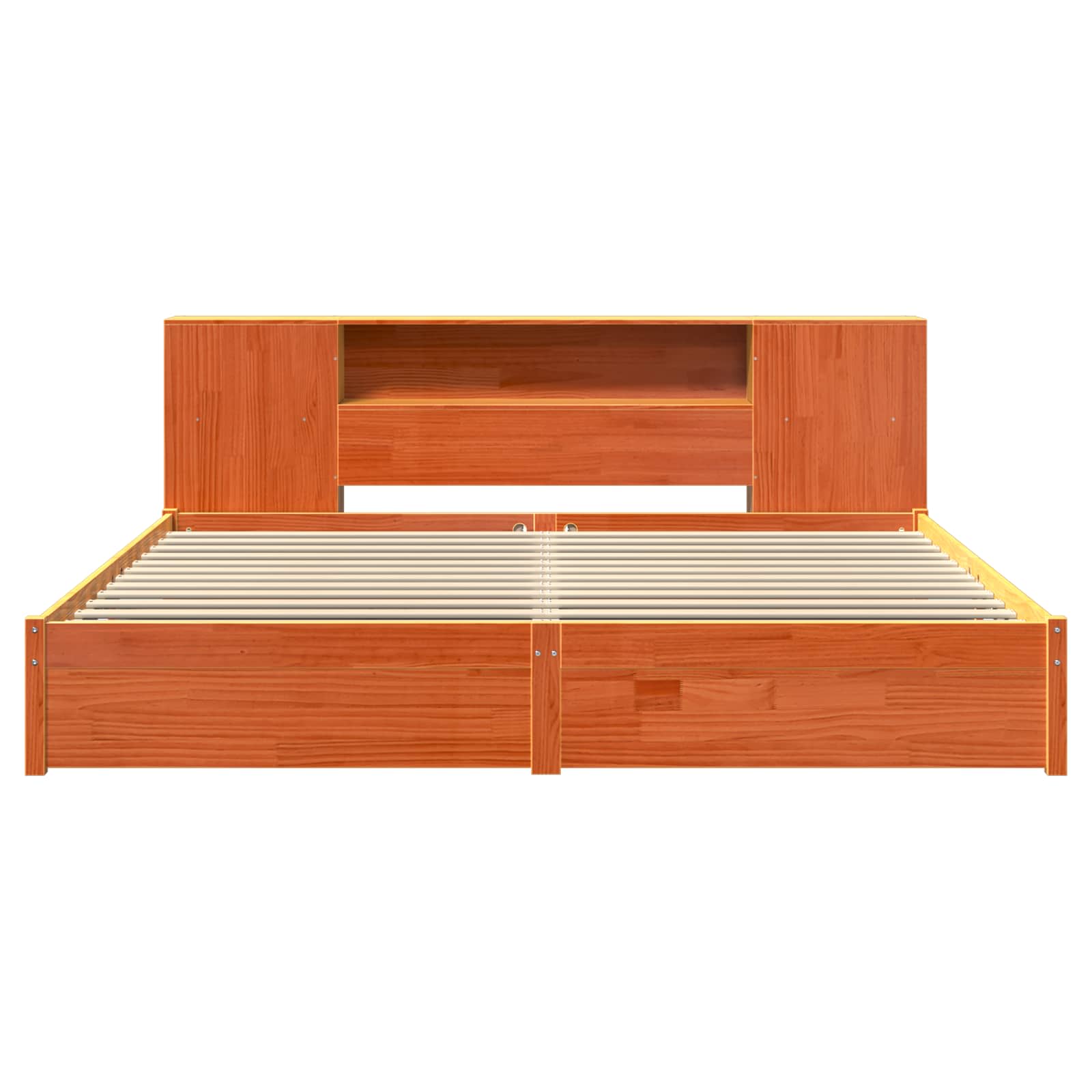 vidaXL Łóżko z pojemnikiem i zagłówkiem 2 pcs Woskowy Brąz
