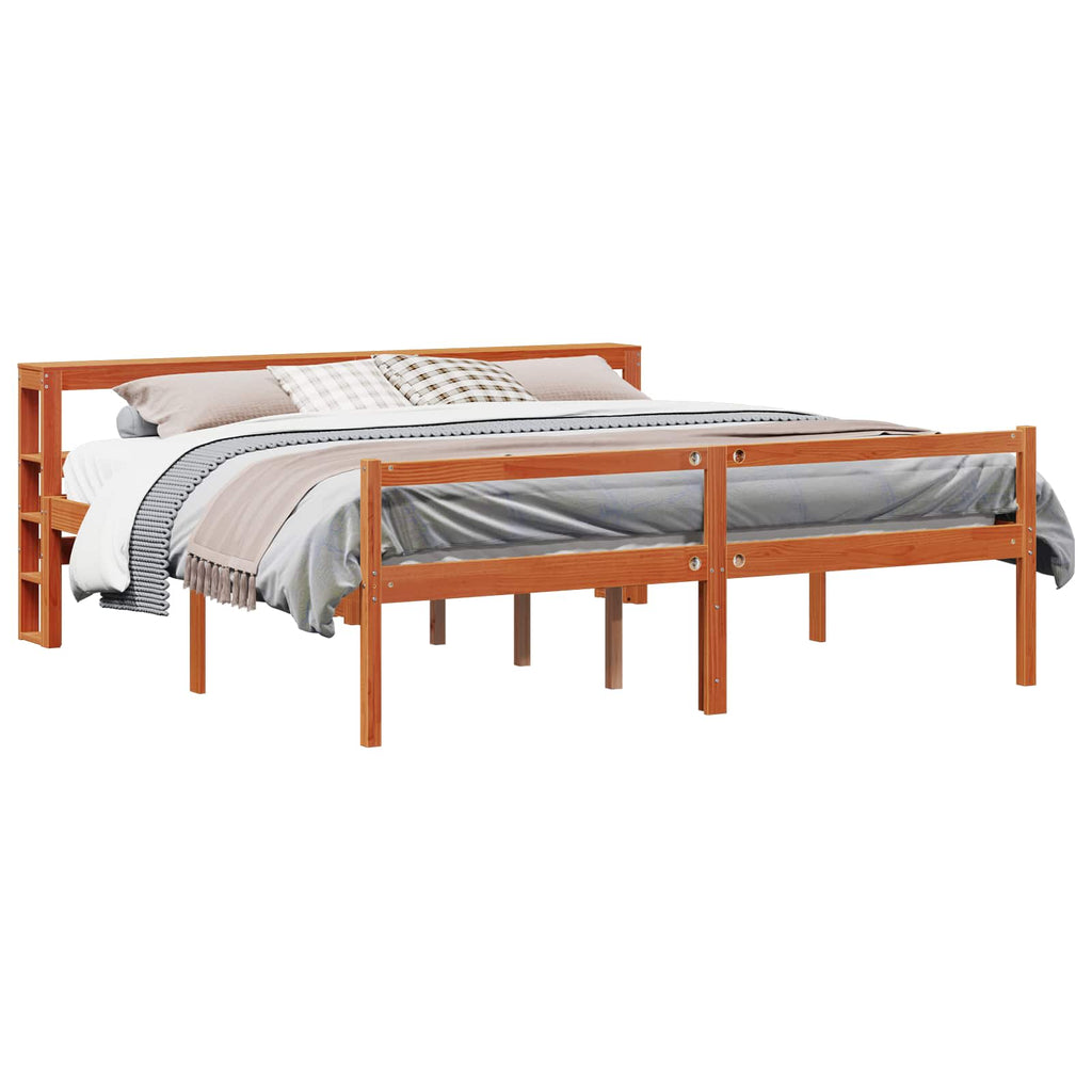 vidaXL Ramka łóżka Z zagłówkiem 2 pcs Woskowy Brąz Lite drewno sosnowe