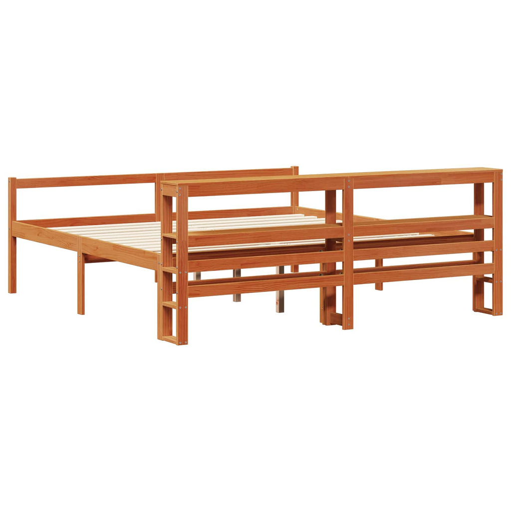 vidaXL Ramka łóżka Z zagłówkiem 2 pcs Woskowy Brąz Lite drewno sosnowe