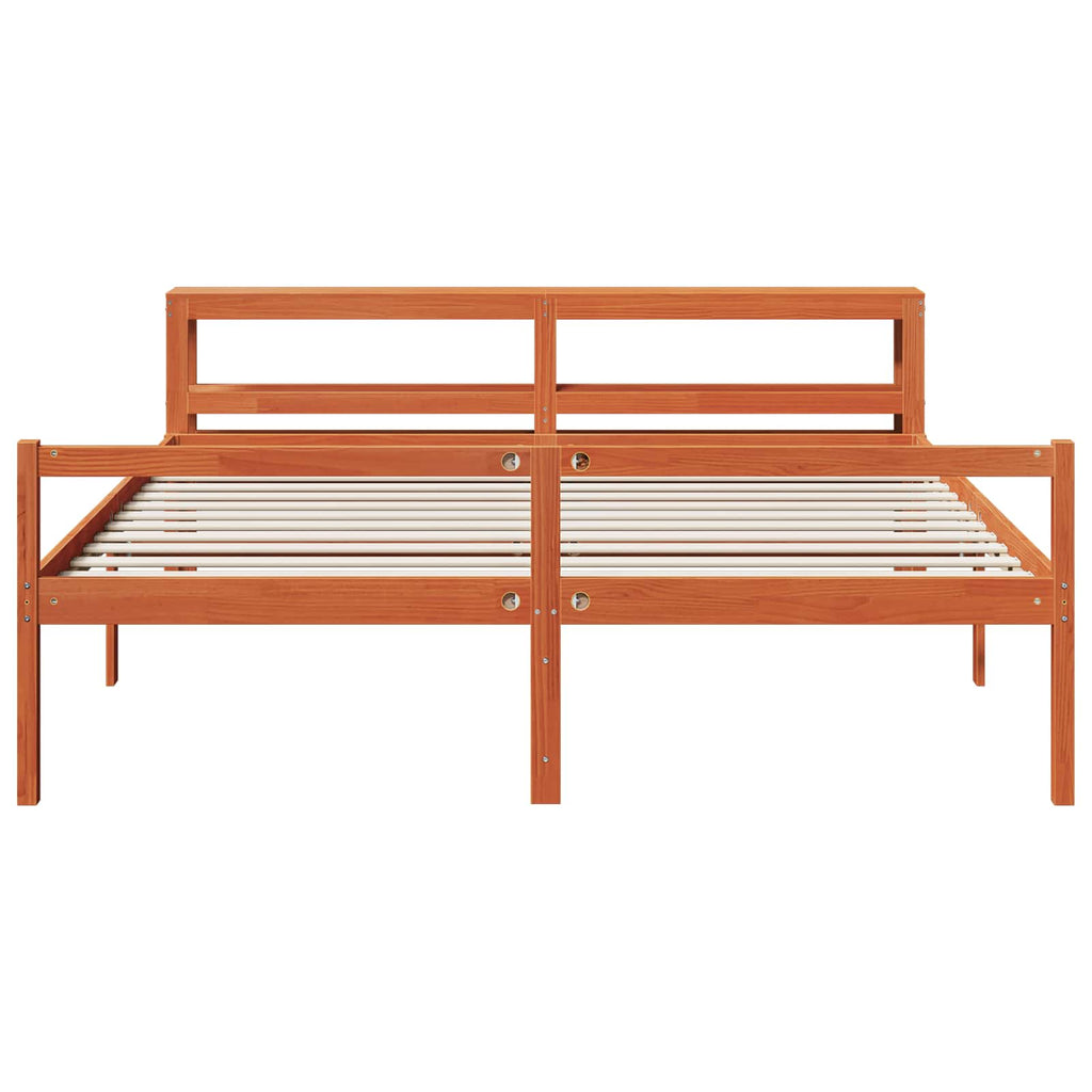 vidaXL Ramka łóżka Z zagłówkiem 2 pcs Woskowy Brąz Lite drewno sosnowe