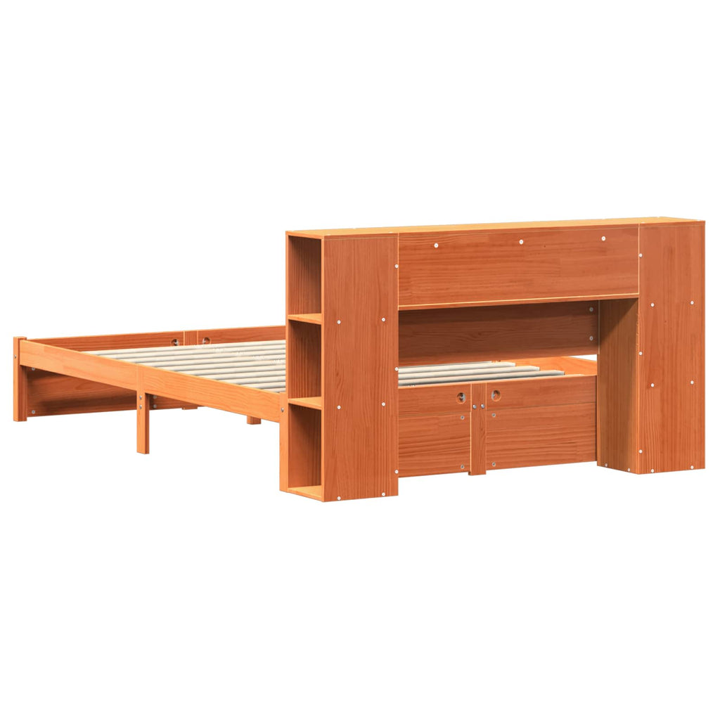vidaXL Łóżko z pojemnikiem i zagłówkiem 2 pcs Woskowy Brąz