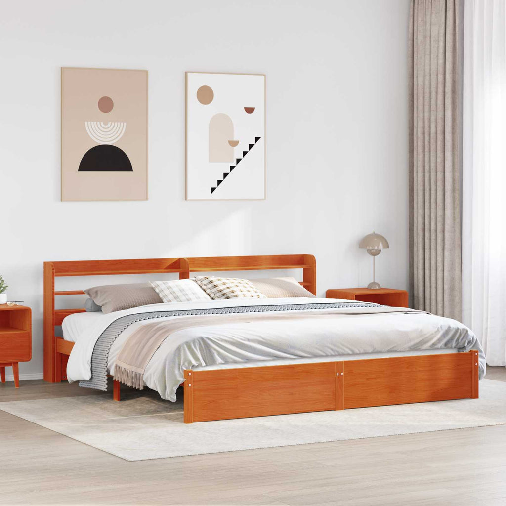 vidaXL Ramka łóżka Woskowy Brąz 200 x 200 cm Lite drewno sosnowe