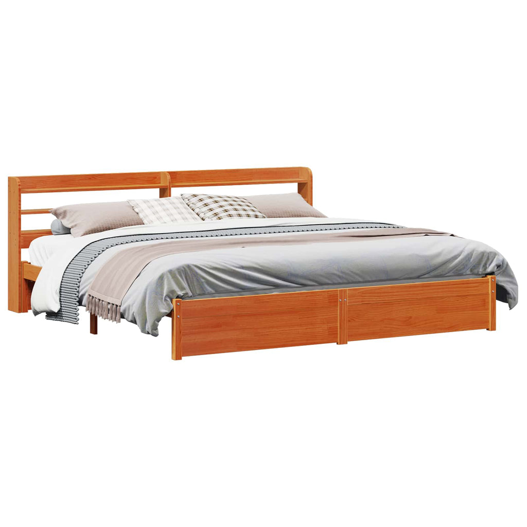 vidaXL Ramka łóżka Woskowy Brąz 200 x 200 cm Lite drewno sosnowe