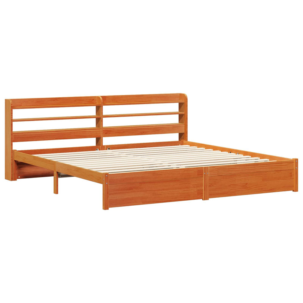 vidaXL Ramka łóżka Woskowy Brąz 200 x 200 cm Lite drewno sosnowe
