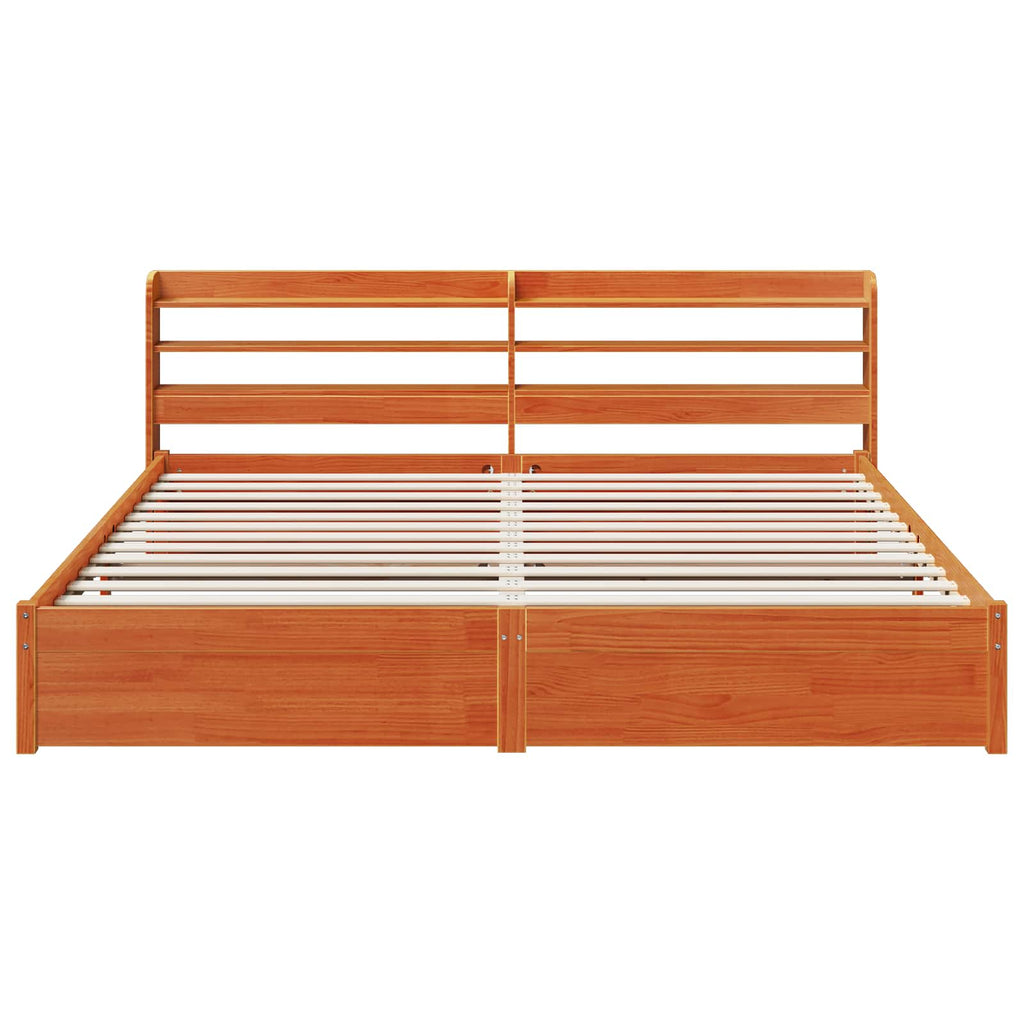 vidaXL Ramka łóżka Woskowy Brąz 200 x 200 cm Lite drewno sosnowe