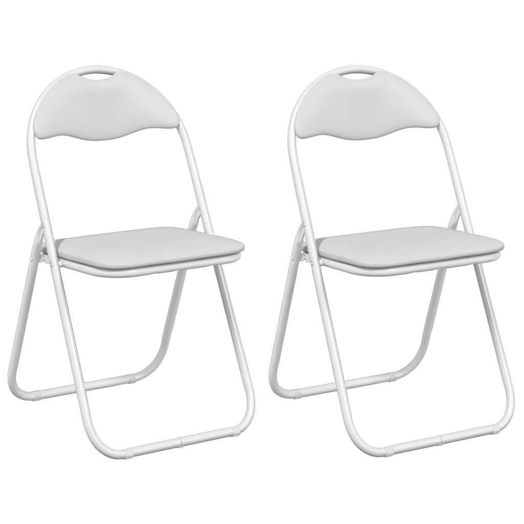vidaXL Krzesło składane 2 pcs Skóra ekologiczna Biały